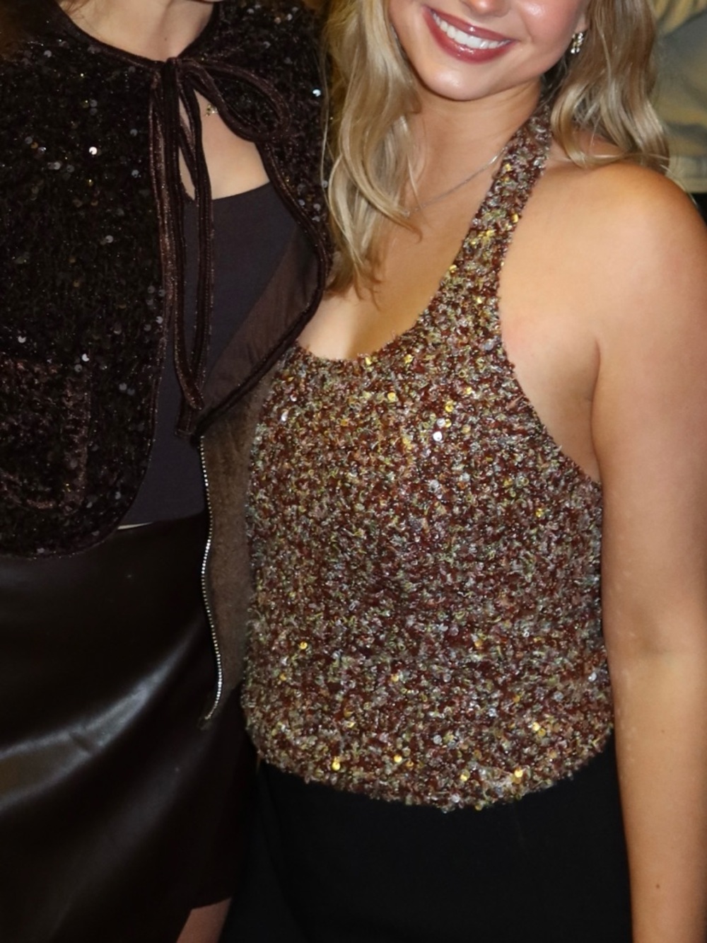 Siedres Juli Fitted Sequin Halter Tank Top in Brown - Picture 5 of 5